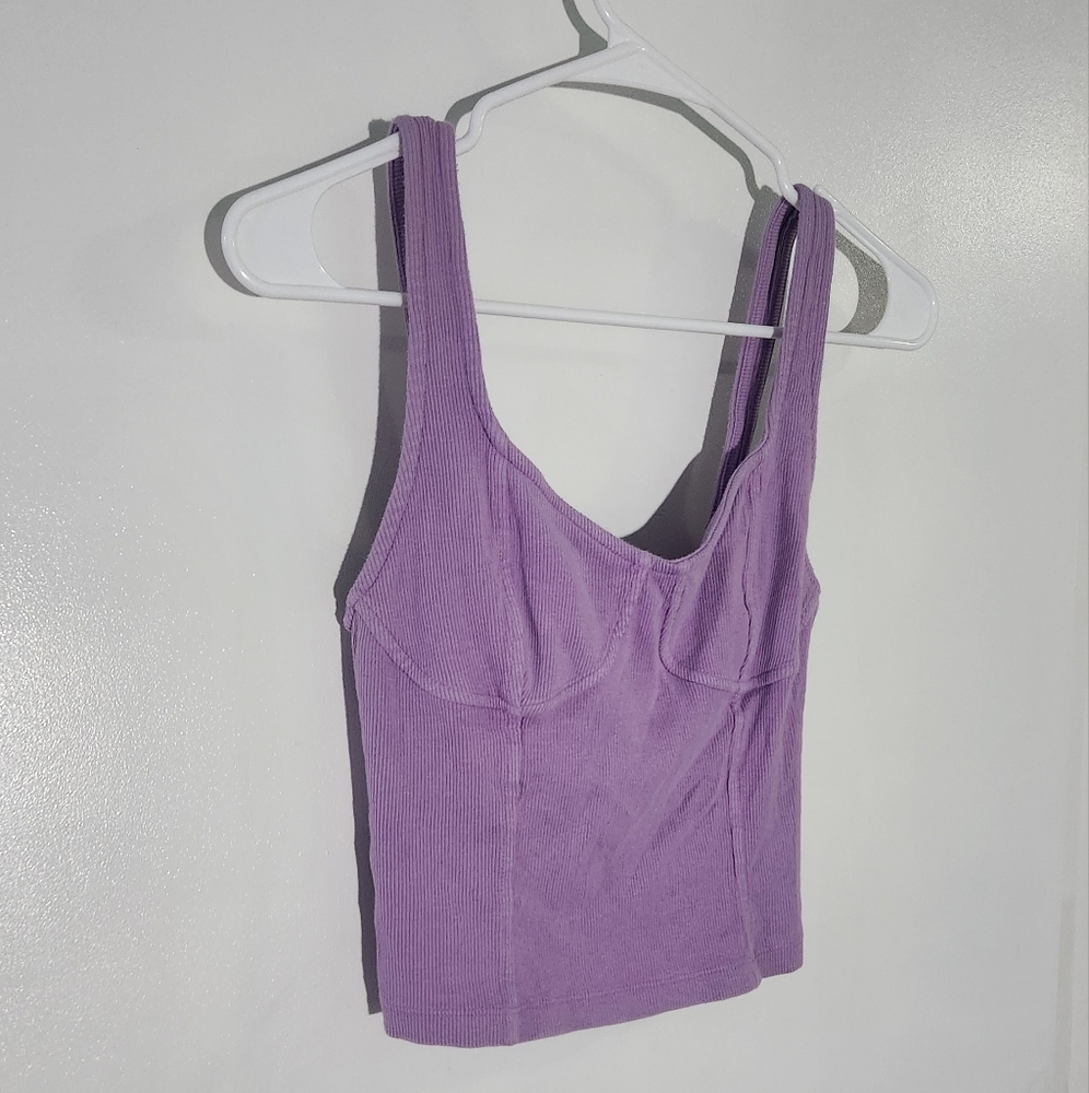 Purple Ribbed Tank Top